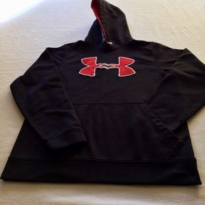 UNDER ARMOUR BLACK RED HOODIE MENS SMALL LOOSE FIT
